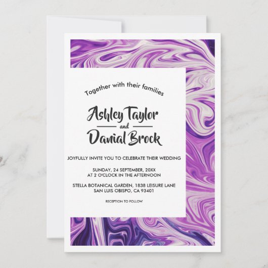 Invitation Galaxie bleue minimale moderne Mariage d'art Abstr (Devant)