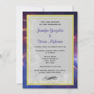Invitation Galaxie brillante dans le Mariage spatial
