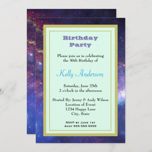 Invitation Galaxie brillante dans l'espace (Devant / Derrière)