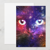 Invitation Galaxie de chat à éclat de couleur (Devant / Derrière)
