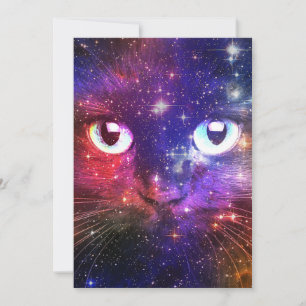Invitation Galaxie de chat à éclat de couleur