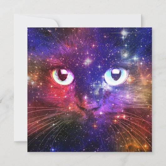 Invitation Galaxie de chat Burst de couleur (Devant)
