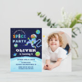 Invitation Galaxie de l'astronaute bleu Espace extra-atmosphé (Debout devant)