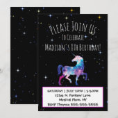 Invitation Galaxie de licorne magique Anniversaire (Devant / Derrière)