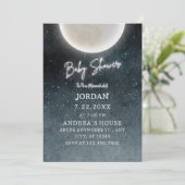 Invitation Galaxie de lune Douche pour bébé (Debout devant)