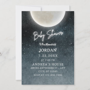 Invitation Galaxie de lune Douche pour bébé