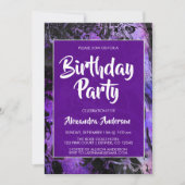 Invitation Galaxie de marbre pourpre avec étoiles Anniversair (Devant)