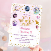 Invitation Galaxie D'Espace Rose De Ce Monde Anniversaire
