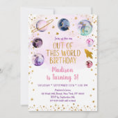 Invitation Galaxie D'Espace Rose De Ce Monde Anniversaire (Devant)