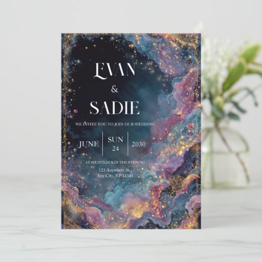 Invitation Galaxie d'or céleste (Debout devant)