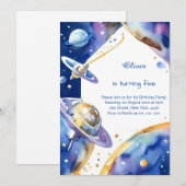 Invitation Galaxie moderne Astro Aventure Anniversaire (Devant / Derrière)