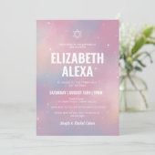 Invitation Galaxie moderne étoile de David Bat mitzvah (Debout devant)