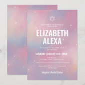 Invitation Galaxie moderne étoile de David Bat mitzvah (Devant / Derrière)