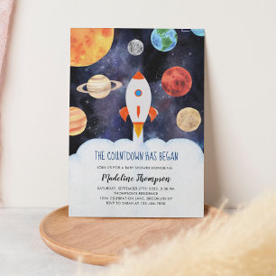 Invitation Galaxie moderne Planètes Space Rocket Baby shower