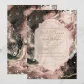 Invitation Galaxie Rose Fumé Aquarelle Mariage Céleste (Devant / Derrière)