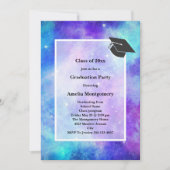 Invitation Galaxie spatiale abstraite violette et bleue pour  (Devant)
