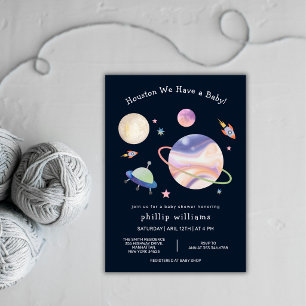 Invitation Galaxie spatiale de lune étoile noire de nuit Baby
