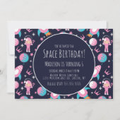 Invitation Galaxie spatiale Princesse Rose Astronaut Annivers (Devant)