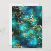 Invitation Galaxie verte et or Marbre 21e anniversaire (Dos)