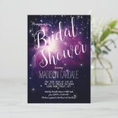 Invitation Galaxie violette Étoiles célestes Fête des mariées (Debout devant)