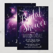 Invitation Galaxie violette Étoiles célestes Fête des mariées (Devant / Derrière)