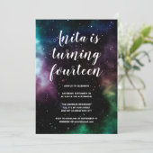 Invitation Galaxy Ados de fête d'anniversaire 14 Espace cosmi (Debout devant)