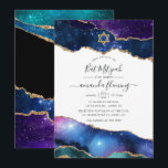 Invitation Galaxy Agate Bat Mitzvah<br><div class="desc">Galaxy faux glitter agate stone bat mitzvah invitation with elegant handwriting typography customizable to your event specifics.</div>