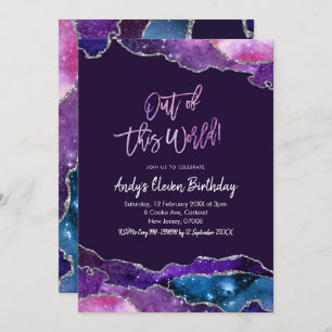 Invitation Galaxy Agate de ce monde Onze Anniversaire