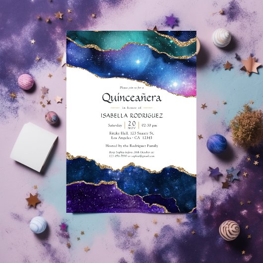 Invitation Galaxy Agate Quinceañera
