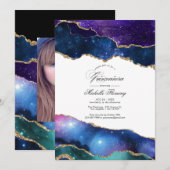 Invitation Galaxy Agate Quinceañera (Devant / Derrière)