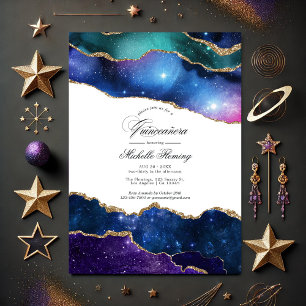 Invitation Galaxy Agate Quinceañera Photo