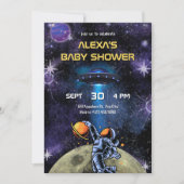 Invitation Galaxy Astronaut moon baby shower (Devant)