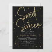 Invitation Galaxy Black Gold Sweet 16e fête d'anniversaire (Devant)