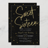 Galaxy Black Gold Sweet 16e fête d'anniversaire