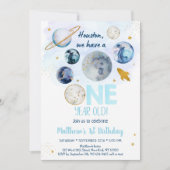 Invitation Galaxy Blue Gold Espace extra-atmosphérique Premie (Devant)