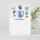 Invitation Galaxy Blue Gold Space Anniversaire Heure Capsule  (Debout devant)