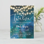 Invitation Galaxy Blue Stars String Lights Boys 12e anniversa (Debout devant)
