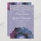 Invitation Galaxy Boho Nebula Mandala Mariage d'ampoule légèr (Devant / Derrière)
