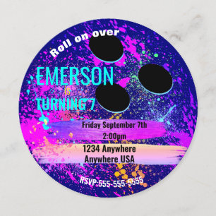 Invitation Galaxy BOWLING BALL, bowling, Fête d'anniversaire