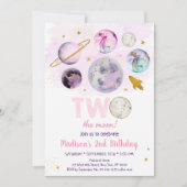 Invitation Galaxy Deux La Lune Rose Or l'espace extra-atmosph (Devant)