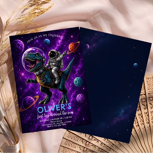 Invitation Galaxy Dino 1er Anniversaire