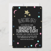 Invitation Galaxy Faux Gold Stars Confetti Space Anniversaire (Devant)