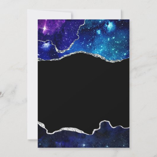 Invitation Galaxy & Faux Parties scintillant argent Agate Swe (Dos)