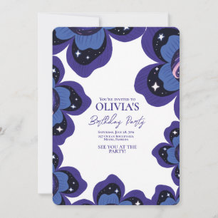 Invitation Galaxy Floral Purple Anniversaire