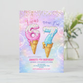 Invitation Galaxy Glitter J'avais 6 ans Maintenant 7 ans Glac (Debout devant)