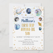 Invitation Galaxy Gold Premier Voyage Autour Du Soleil Annive (Devant)