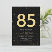Invitation Galaxy Modern Black and Gold 85e fête d'anniversai (Debout devant)