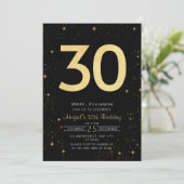 Invitation Galaxy moderne Black and Gold 30e fête d'anniversa (Debout devant)