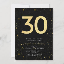 Galaxy moderne Black and Gold 30e fête d'anniversa