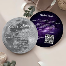 Galaxy moderne QR Code Pleine lune Mariage